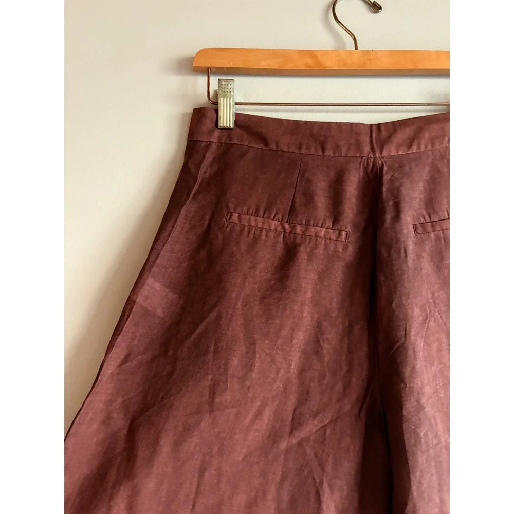 Zara Flowy Wide Leg Pants Dark Russet Blend Wide Leg Palazzo Pants NWT SZ XS